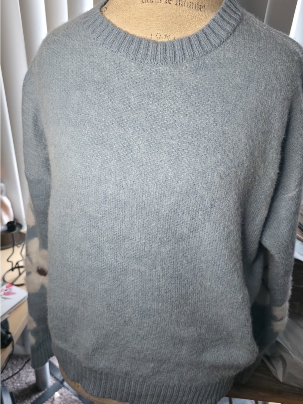 Light Blue Floral Sleeve Crewneck Sweater - Picture 8 of 8